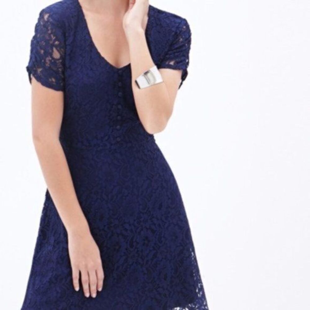 Forever 21 Casual Navy Blue Lace Dress Size L